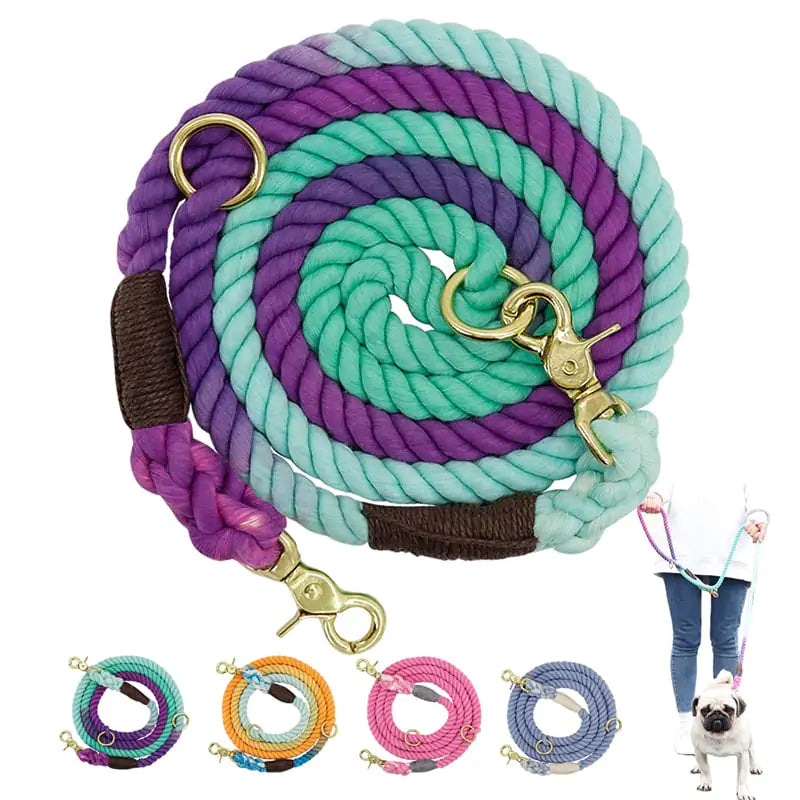 Double Dog Walking Rope with Half-Chain Collar