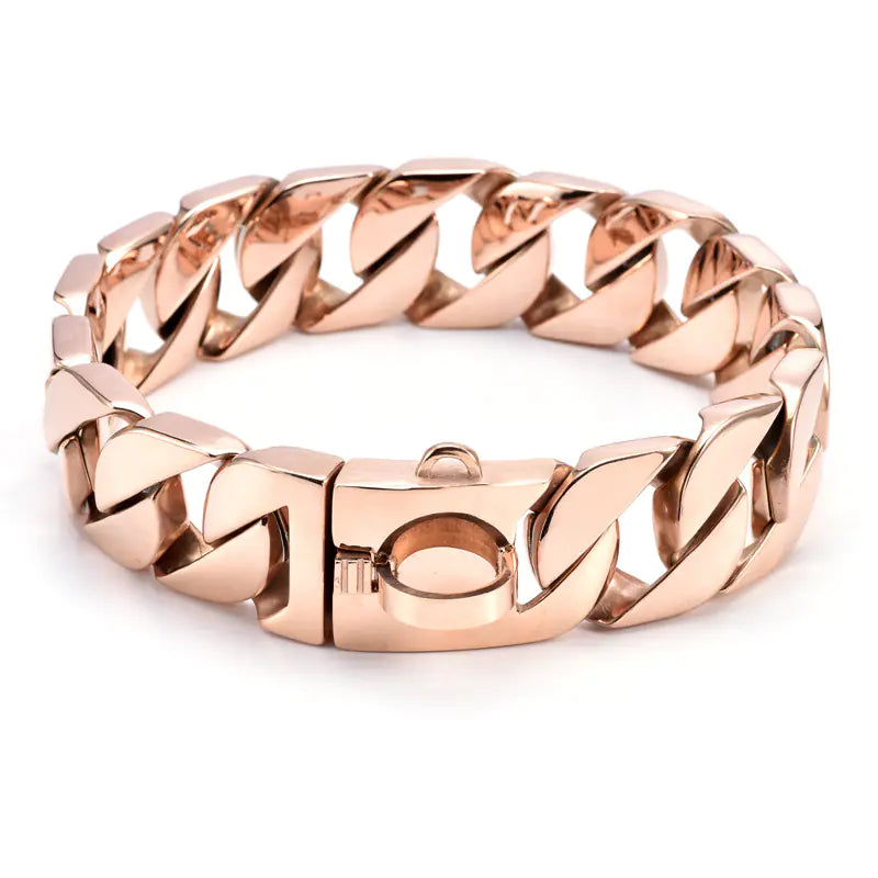 Rose Gold Stainless Steel 32MM Wide Dog Leash